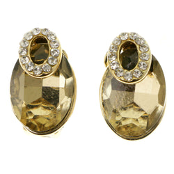 Gold-Tone Metal Clip-On-Earrings With Crystal Accents #LQC281