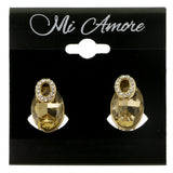 Gold-Tone Metal Clip-On-Earrings With Crystal Accents #LQC281