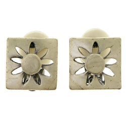 Flowers Clip-On-Earrings Silver-Tone Color  #LQC282