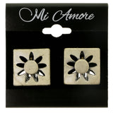 Flowers Clip-On-Earrings Silver-Tone Color  #LQC282