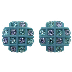 Colorful & Silver-Tone Acrylic Clip-On-Earrings Crystal Accents #LQC283