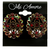 Colorful Metal Clip-On-Earrings With Faceted Accents #LQC286