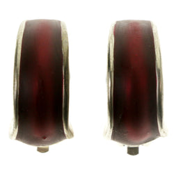 Red & Silver-Tone Colored Metal Clip-On-Earrings #LQC301