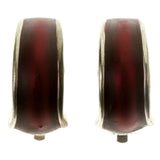 Red & Silver-Tone Colored Metal Clip-On-Earrings #LQC301