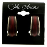 Red & Silver-Tone Colored Metal Clip-On-Earrings #LQC301