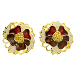 Four Leaf Clover Clip-On-Earrings Colorful & Gold-Tone Colored #LQC308