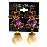 Colorful & Gold-Tone Colored Metal Clip-On-Earrings With Faceted Accents #LQC312