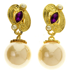 Colorful & Gold-Tone Colored Metal Clip-On-Earrings With Faceted Accents #LQC318