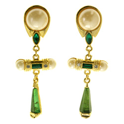 Colorful & Gold-Tone Colored Metal Clip-On-Earrings With Faceted Accents #LQC324