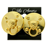 Cat Doorknocker Clip-On-Earrings Gold-Tone Color  #LQC330