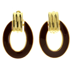 Red & Gold-Tone Colored Metal Clip-On-Earrings #LQC353