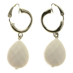 White & Silver-Tone Colored Metal Clip-On-Earrings #LQC365