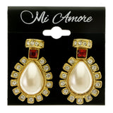Colorful & Gold-Tone Colored Metal Clip-On-Earrings With Faceted Accents #LQC382