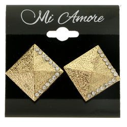 Gold-Tone Metal Clip-On-Earrings With Crystal Accents #LQC388