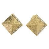 Gold-Tone Metal Clip-On-Earrings With Crystal Accents #LQC388