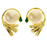 Colorful & Gold-Tone Colored Metal Clip-On-Earrings With Faceted Accents #LQC398