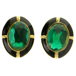 Colorful & Gold-Tone Colored Metal Clip-On-Earrings With Faceted Accents #LQC402