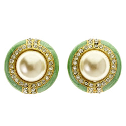 Colorful & Gold-Tone Colored Metal Clip-On-Earrings With Faceted Accents #LQC404
