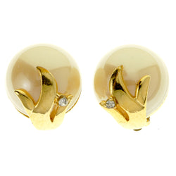 Gold-Tone Metal Clip-On-Earrings With Crystal Accents #LQC426
