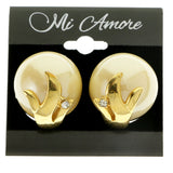 Gold-Tone Metal Clip-On-Earrings With Crystal Accents #LQC426