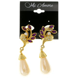 Colorful & Gold-Tone Colored Metal Clip-On-Earrings With Crystal Accents #LQC43