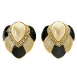 Colorful & Gold-Tone Colored Metal Clip-On-Earrings With Faceted Accents #LQC440