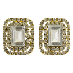 Gold-Tone Metal Clip-On-Earrings With Faceted Accents #LQC451