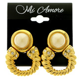 Gold-Tone Metal Clip-On-Earrings With Faceted Accents #LQC462