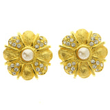 Gold-Tone Metal Clip-On-Earrings With Faceted Accents #LQC466