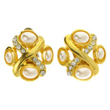 Gold-Tone Metal Clip-On-Earrings With Faceted Accents #LQC469