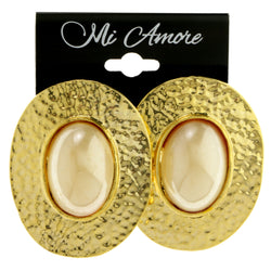Gold-Tone Metal Clip-On-Earrings With Faceted Accents #LQC470