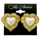Hearts Clip-On-Earrings With Faceted Accents  Gold-Tone Color #LQC471
