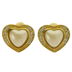Hearts Clip-On-Earrings With Faceted Accents  Gold-Tone Color #LQC474