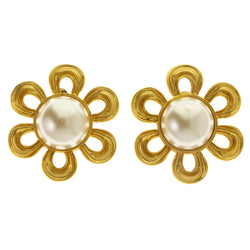 Flowers Clip-On-Earrings With Faceted Accents  Gold-Tone Color #LQC475