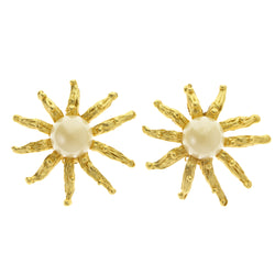 Sun Clip-On-Earrings With Faceted Accents  Gold-Tone Color #LQC476