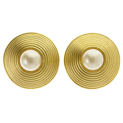Gold-Tone Metal Clip-On-Earrings With Faceted Accents #LQC482