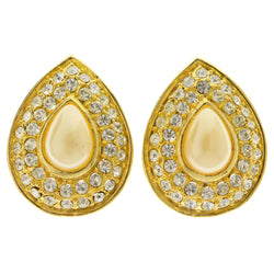 Gold-Tone Metal Clip-On-Earrings With Faceted Accents #LQC484