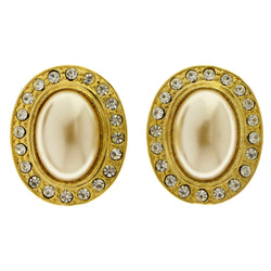 Gold-Tone Metal Clip-On-Earrings With Faceted Accents #LQC486