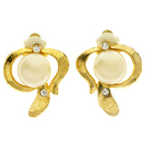 Gold-Tone Metal Clip-On-Earrings With Faceted Accents #LQC487