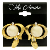 Gold-Tone Metal Clip-On-Earrings With Faceted Accents #LQC487