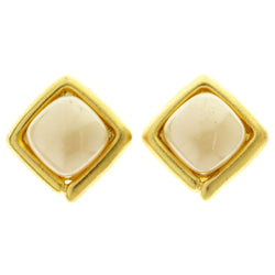 Gold-Tone Metal Clip-On-Earrings With Faceted Accents #LQC488