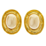 Gold-Tone Metal Clip-On-Earrings With Faceted Accents #LQC489