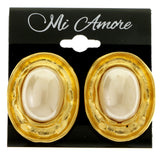Gold-Tone Metal Clip-On-Earrings With Faceted Accents #LQC489