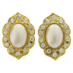 Gold-Tone Metal Clip-On-Earrings With Faceted Accents #LQC490