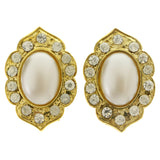 Gold-Tone Metal Clip-On-Earrings With Faceted Accents #LQC490