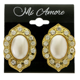 Gold-Tone Metal Clip-On-Earrings With Faceted Accents #LQC490