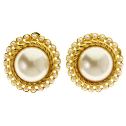 Gold-Tone Metal Clip-On-Earrings With Faceted Accents #LQC491