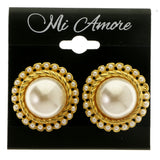 Gold-Tone Metal Clip-On-Earrings With Faceted Accents #LQC491