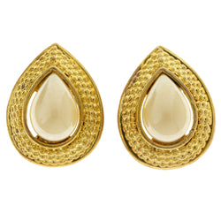 Gold-Tone Metal Clip-On-Earrings With Faceted Accents #LQC492