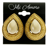 Gold-Tone Metal Clip-On-Earrings With Faceted Accents #LQC492